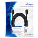 Καλώδιο MediaRange HDMI High Speed with Ethernet connection, gold-plated contacts, 10.2 Gbit/s data transfer rate, 5.0m, cotton, black (MRCS211) - Image 2