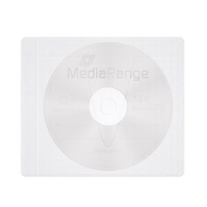 MediaRange Adhesive-backed fleece Sleeves for 1 disc White/semi-clear, Pack 50  (MRBOX69-50)