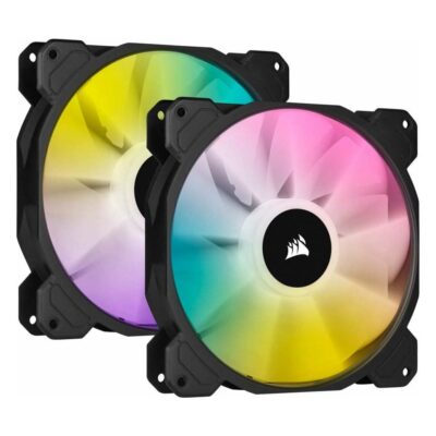 Corsair iCUE SP140 RGB ELITE Performance 140mm PWM Fan — Dual Fan Kit with Lighting Node CORE (CO-9050111-WW) (CORCO-9050111-WW)