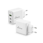 MediaRange 65W fast charger with USB-A and two USB-C outputs, white (MRMA116) - Image 2