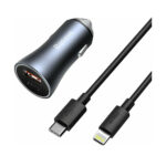 Baseus Car Charger Golden Contactor Pro Dual Quick Charger U+C, PD 3.0, QC 4+, SCP FCP AFC (with USB - Type C 1m cable) Gray (TZCCJD-0G) (BASTZCCJD-0G) - Image 2