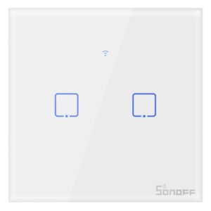 Sonoff T0EU2C-TX Χωνευτός Διακόπτης Τοίχου Wi-Fi για Έλεγχο Φωτισμού με Πλαίσιο και Δύο Πλήκτρα Αφής Φωτιζόμενος Λευκός (IM190314010) (SONIM190314010)