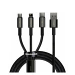 Baseus Tungsten Gold Braided USB to Type-C / Lightning / micro USB Cable 3.5A Μαύρο 1.5m (CAMLTWJ-01) (BASCAMLTWJ01) - Image 2