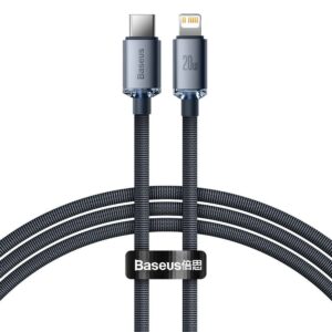 Baseus  Crystal cable USB-C to Lightning, 20W, PD, 1.2m Black (CAJY000201) (BASCAJY000201)