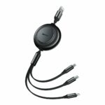 Baseus Bright Mirror 2 Flat / Retractable USB to Type-C / micro USB / Lightning Cable 3.5A Μαύρο 1.1m  (CAMJ010001) (BASCAMJ010001) - Image 2