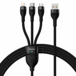 Baseus 3in1 USB Cable Flash Series, USB-C + Micro USB + Lightning, 100w, 1.2m Black (CASS030001) (BASCASS030001) - Image 2