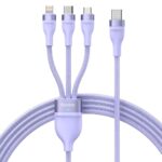 Baseus 3in1 USB cable Flash Series 2, USB-C + micro USB + Lightning, 100W, 1.5m (purple) (CASS030205) (BASCASS030205) - Image 2