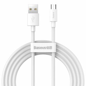 Baseus Simple Wisdom Data Cable Kit USB To Micro 2.1a 2pcs/set 1.5m White (TZCAMZJ-02) (BASTZCAMZJ-02)
