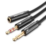 VENTION 2*3.5mm Male to 4Pole 3.5mm Female Audio Cable 0.3M Black ABS Type (BBTBY) (VENBBTBY) - Image 2