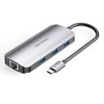 VENTION Type-C to HDMI/USB 3.0x3/RJ45/PD 100W Docking Station 0.15M Gray Aluminum Alloy Type (TOHHB) (VENTOHHB) - Image 2