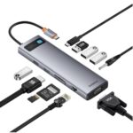 Baseus Hub 11in1  StarJoy Metal Glam Series USB-C to HDMI +VGA + 3 x USB 3.0 + USB 2.0+USB-C PD + RJ45 + SD/TF +35mm (B00030709811-00) (BASB00030709811-00) - Image 2