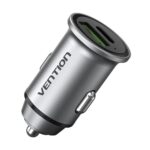 VENTION 2-Port USB (A+C) Car Charger (18W/20W) Gray Mini Style Aluminium Alloy Type (FFBH0) (VENFFBH0) - Image 2