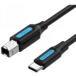 VENTION USB 2.0 Type-C Male to B Male 2A Print Cable 1.5M Black (CQUBG) (VENCQUBG) - Image 2