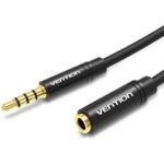 VENTION Cotton Braided 3.5mm Audio Extension Cable 3M Black Metal Type (BHBBI) (VENBHBBI) - Image 2
