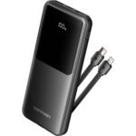 VENTION 10.000mAh Power Bank (Micro-USB + USB-C + USB-A + USB-A) with Built-In Type-C and Lightning Cables 22.5W Black Led Display Type (FHOB0) (VENFHOB0) - Image 2