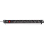 Brennenstuhl Alu-Line Πολύπριζο Ασφαλείας για Rack 19" 1U 8 Θέσεων με Διακόπτη και Καλώδιο 2m/ H05VV-F/ 3G1,5 Black/Silver (1390007018) (BNN1390007018) - Image 2