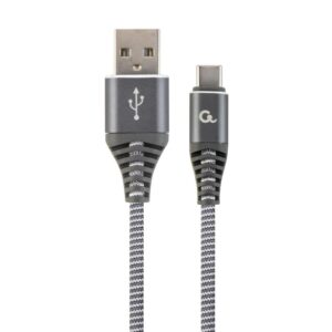 Cablexpert Premium USB-C 2.0 Cable (Am/cm) Metal Connectors Nylon Braid 1m Gray/white (CC-USB2B-AMCM-1M-WB2) (GEMCC-USB2B-AMCM-1M-WB2)