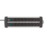 Brennenstuhl Premium-Alu-Line Technics extension lead 16-way Duo black 3m H05VV-F 3G1.5 with every 8 sockets switched (1391000916) (BNN1391000916)
