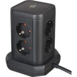 Brennenstuhl Socket tower 8-fold with 4x USB black 2m H05VV-F3G1.5 (1153560000) (BNN1153560000) - Image 2