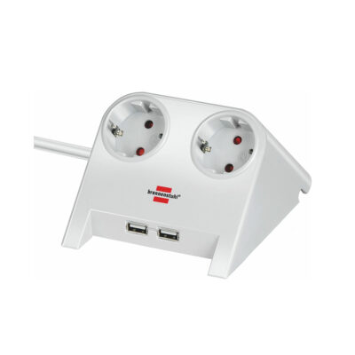Brennenstuhl Desktop-Power USB-Charger with 2x USB-2.0 charger 2100mA 2-way socket, white polished 1.8m H05VV-F 3G1.5 (1153520222) (BNN1153520222)