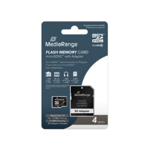 MediaRange Micro SDHC Class 10 With SD Adaptor 4 GB (High Capacity) (MR956)