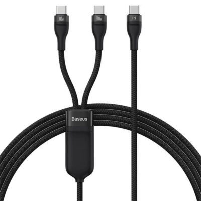 Baseus Καλώδιο USB 2σε1 Flash Series USB-C σε USB-C 100W, 1.5m Μαύρο (CASS060001) (BASCASS060001)