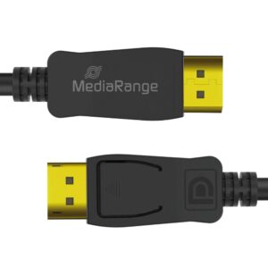 MediaRange DisplayPort Cable, Ver. 2.1, 40 Gbps, 4k@120Hz, 8k@60Hz, True Color 24 Bit, Deep Color 30 Bit, HDR, HDCP 2.2, 2.0m, Black (MRCS248)