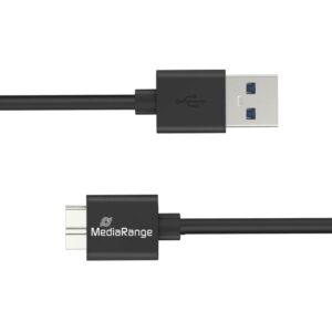 MediaRange USB-A to Micro-B USB 3.0 Charge and Sync Cable, USB 3.0, 5 Gbps, 5W max., 50cm, Black (MRCS239)