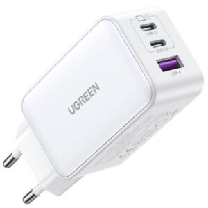 Ugreen Ładowarka sieciowa 15334 Nexode 2xUSB-C USB-A 3.0 PD3.0 QC4.0 GaN 65W biała (15334) (UGR15334)