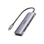 Ugreen Hub adapter 6 in 1 CM195 USB-C to 2x USB 3.0 HDMI SD/microSD 100W gray (70411) (UGR70411)
