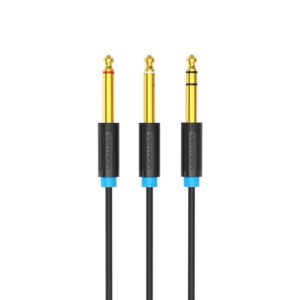 VENTION TRS 6.5mm Male to 2*6.5mm Male Audio Cable 1M Black (BATBF) (VENBATBF)