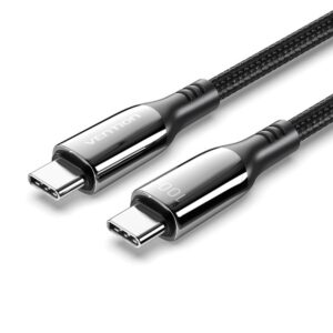 VENTION Cotton Braided Type-C to Type-C 5A Cable 2M Black Zinc Alloy Type (CTKBH) (VENCTKBH)