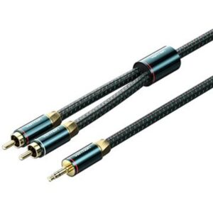 VENTION Cotton Braided 3.5mm Male to 2RCA Male Audio Cable 1M Green Copper Type (BCSGF) (VENBCSGF)