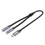 VENTION Cotton Braided 3.5mm Female to 2RCA Female Splitter Cable 0.3M Gray Aluminum Alloy Type (BCOHY) (VENBCOHY)