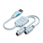 VENTION USB2.0 to Dual PS/2 Adapter Cable 0.3M Blue (VAS-C03-S) (VENVAS-C03-S)