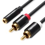 VENTION 3.5mm female - 2x RCA male Cable Black 2m (VAB-R01-B200) (VENVAB-R01-B200)