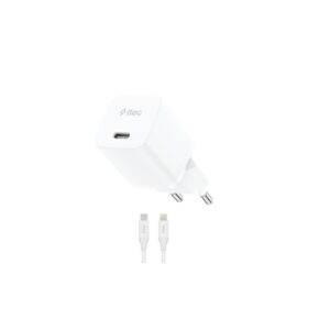 ttec SmartCharger GAN 30W PD Travel Fast Charger + USB-C - Lightning Cable 150cm White (2SCG30LB) (TTEC2SCG30LB)