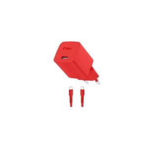 ttec SmartCharger GAN 45W PD Travel Fast Charger+ USB-C - USB-C 3A Cable Neon Red (2SCG45CNK) (TTEC2SCG45CNK)