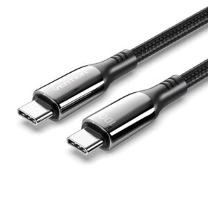 VENTION Nylon Braided USB 2.0 C Male to C Male 5A Cable 2M Black Zinc Alloy Type (CTXBH) (VENCTXBH)