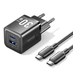 VENTION 2-Port USB (C + A) GaN Charger (70W/22.5W) with 5A USB-C to USB-C Cable (1M) EU-Plug Gray (TZ-FCGH0-EU) (VENTZ-FCGH0-EU)
