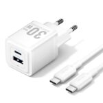 VENTION 2-Port USB (C + C) GaN Charger (45W/45W) with 5A USB-C to USB-C Cable (1M) EU-Plug White (TZ-FCFW0-EU) (VENTZ-FCFW0-EU)