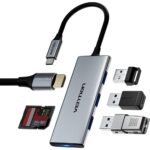 VENTION USB-C to HDMI/USB 3.0x3/SD/TF Docking Station Aluminum Alloy Type 0.15M Gray (TOOHB) (VENTOOHB)