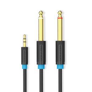 VENTION 3.5mm Male to 2*6.5mm Male Audio Cable 0.5M Black (BACBD) (VENBACBD)