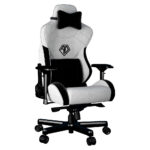 ANDA SEAT Gaming Chair T-PRO II Light Grey/ Black FABRIC with Alcantara Stripes - Image 2